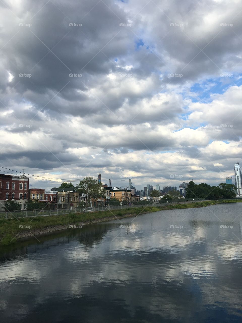 Clouds reflected on reservoir