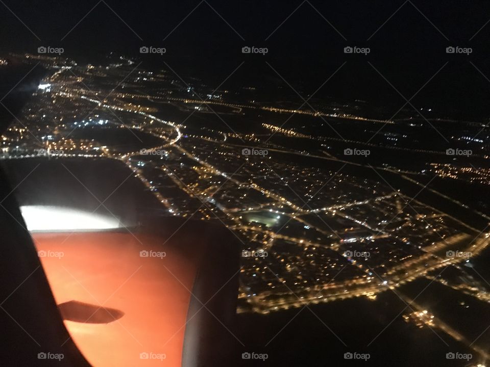 view of geneva easyjet Switzerland by night