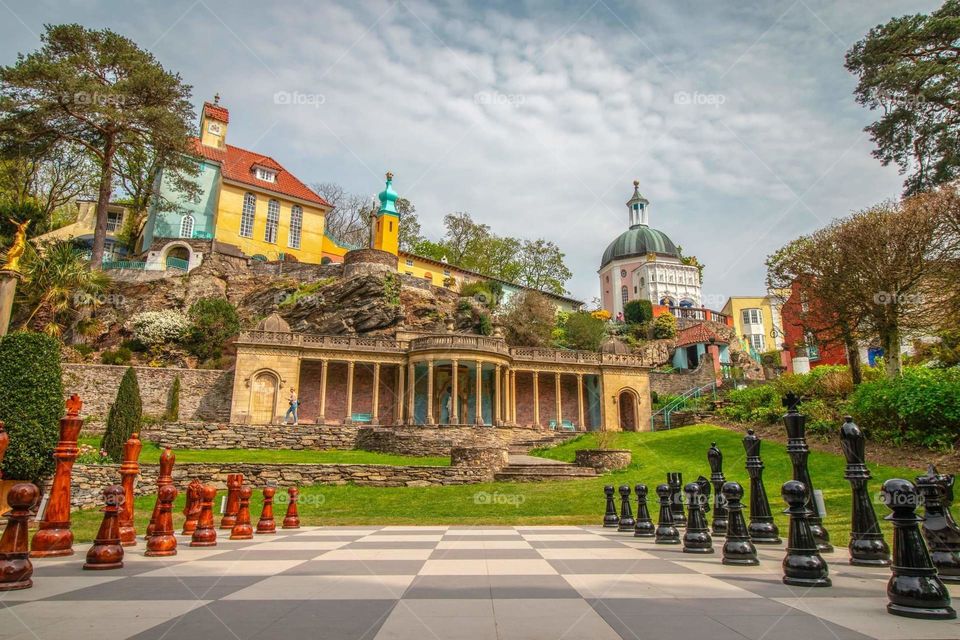 Portmeirion, England. Chess at the front .