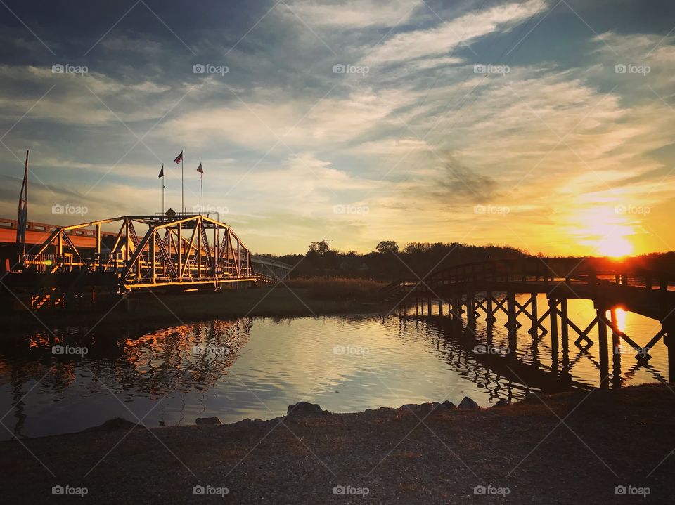 Sunset over two bridges 