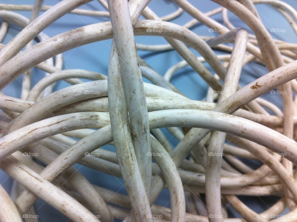 white wire mess tangled by king