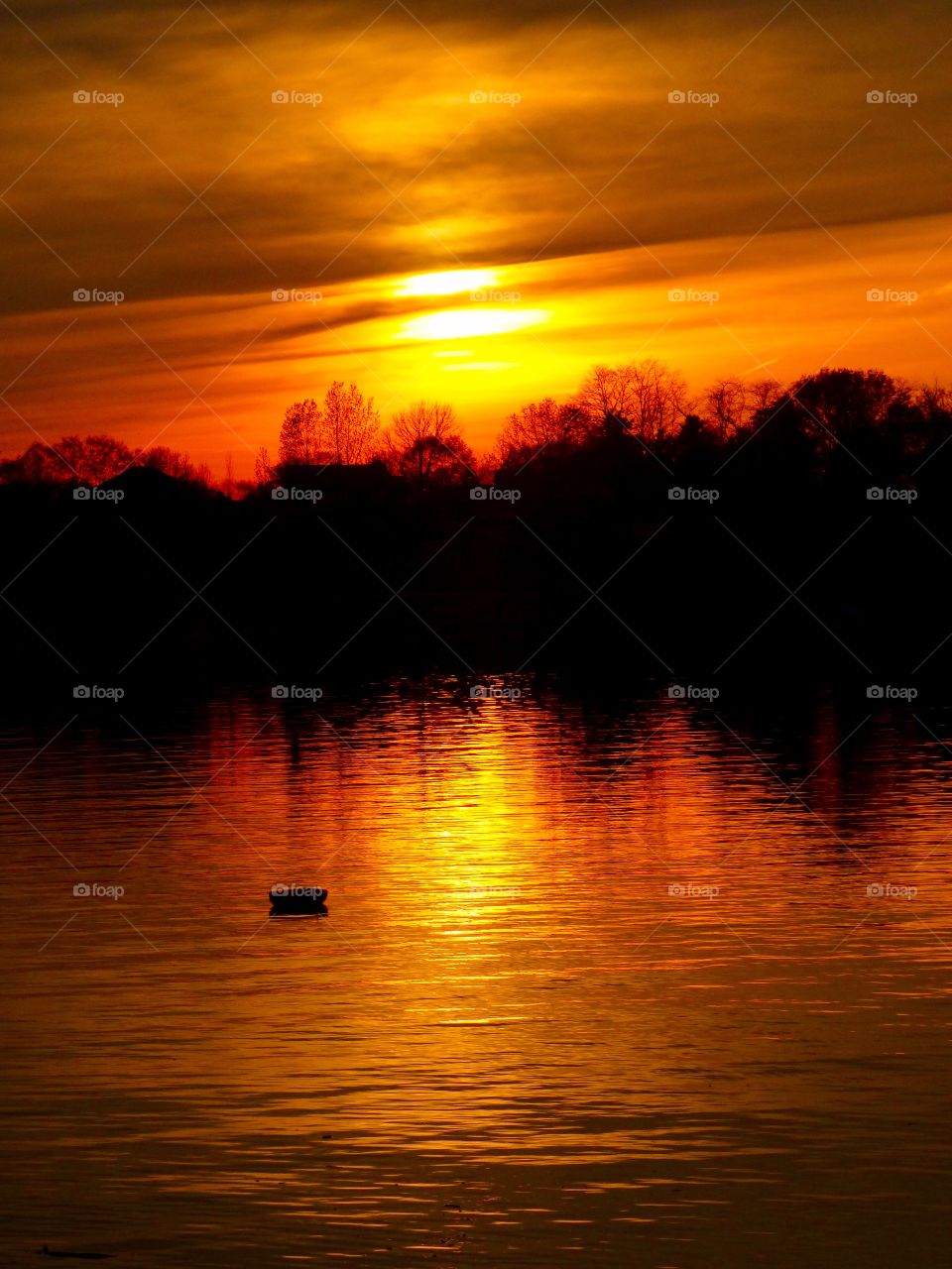 Beautiful sunset on the lake in Indiana 