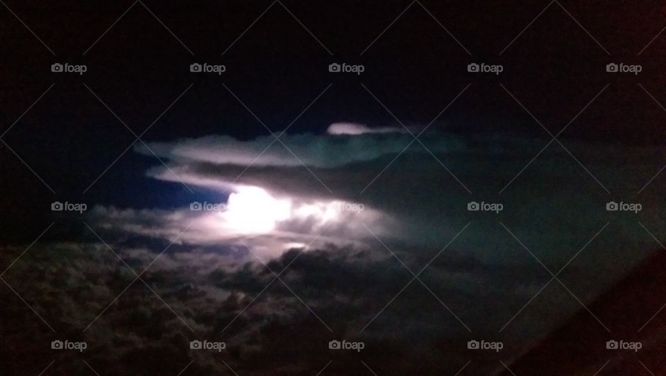 Lightning at 30,000'. high altitude lightning