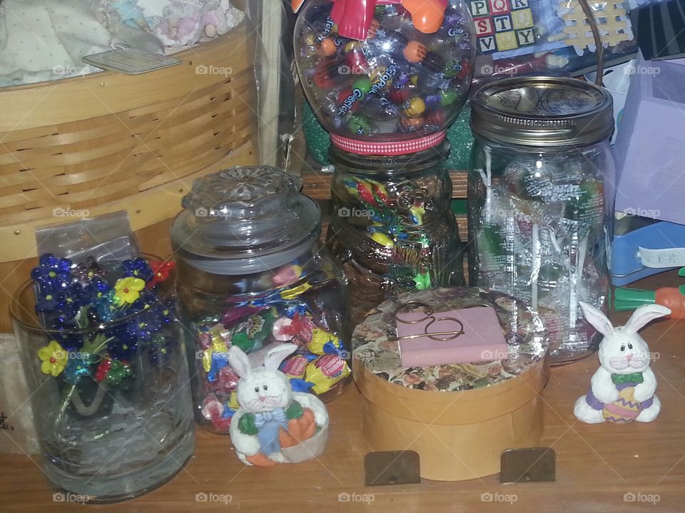 bunnies, basket, candy