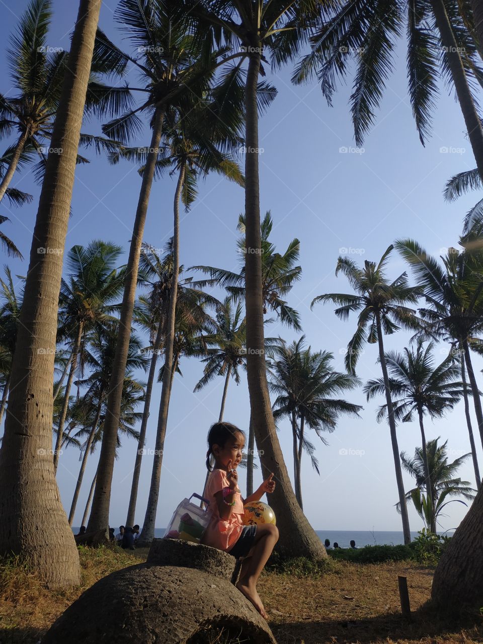 enjoy with a coconut tree