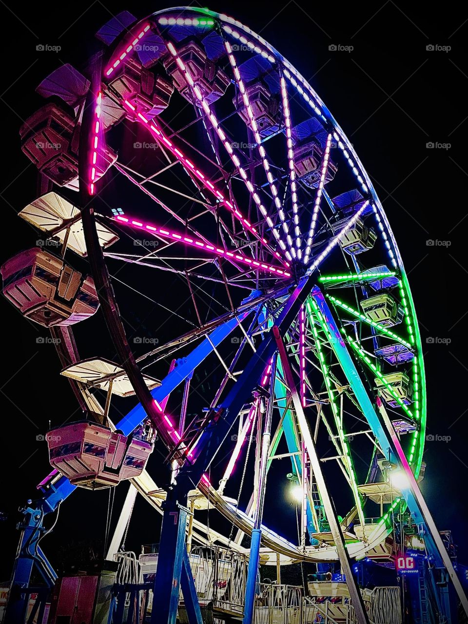 Ferris Wheel at Night Side View