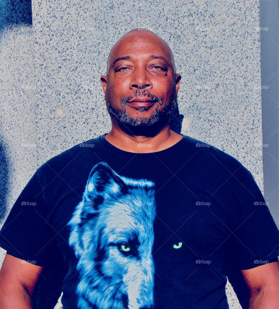 model with rock background