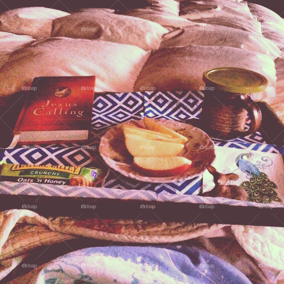 Breakfast and a book in bed 