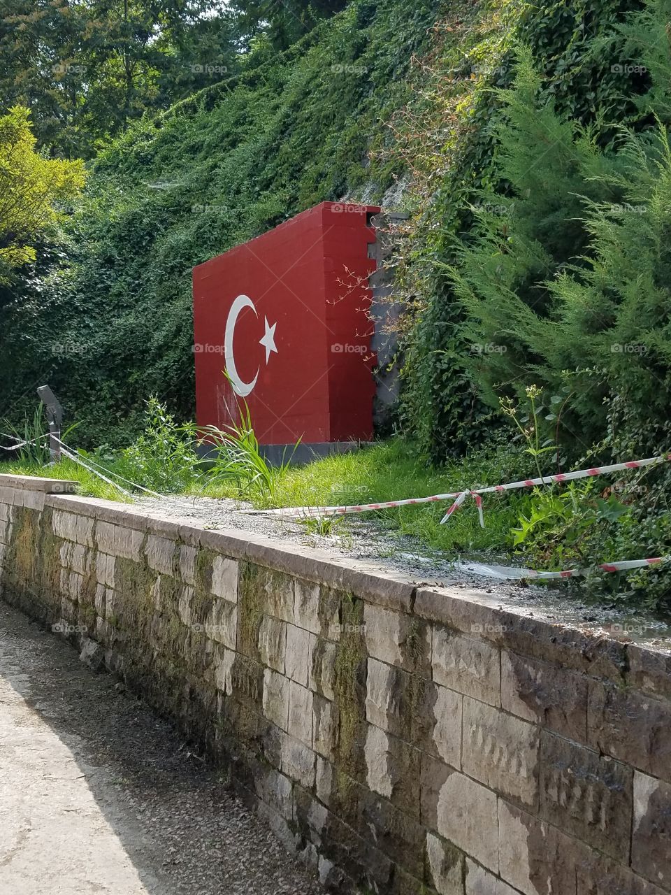 turkish flag painted on a wall in the dikman vadesi park in Ankara Turkey