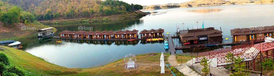 Resort on lake panorama 