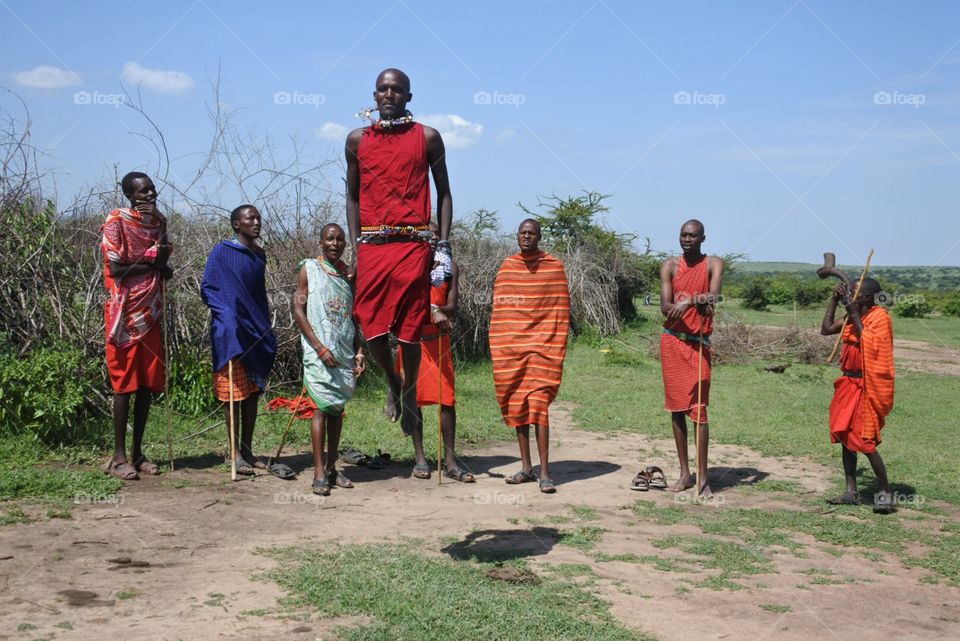 Massai jumper . Tribal dance 