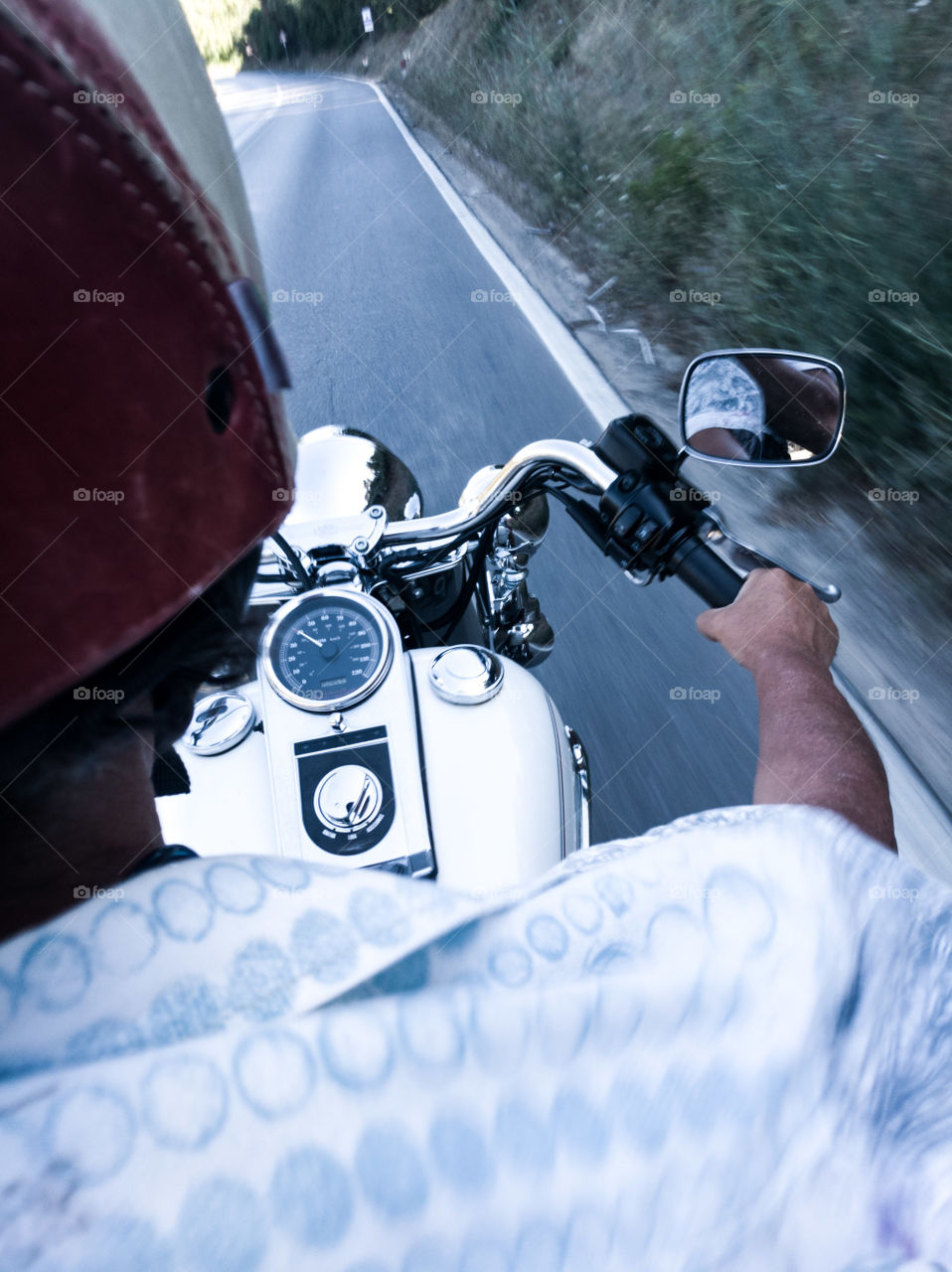 enjoying my summer holiday riding my Harley Davidson on Elba Island, Toscany.