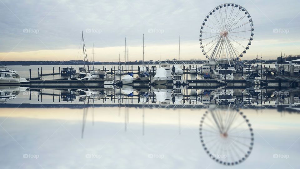 Symmetry of ferry wheel in water