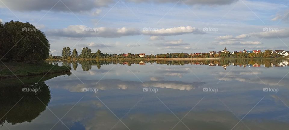 city lake reflection beautiful nature