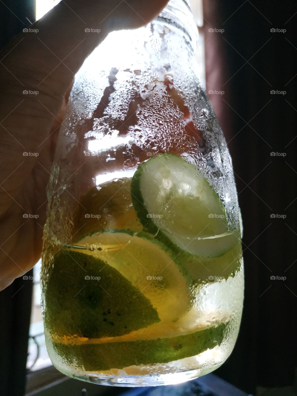 Infused water orange and cucumber.