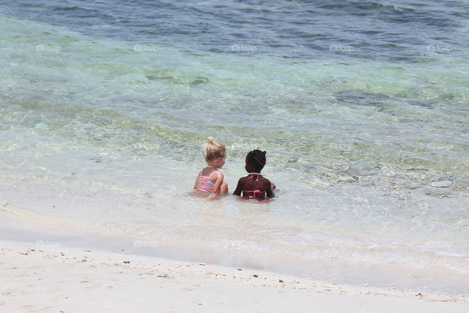 Best friends swimming