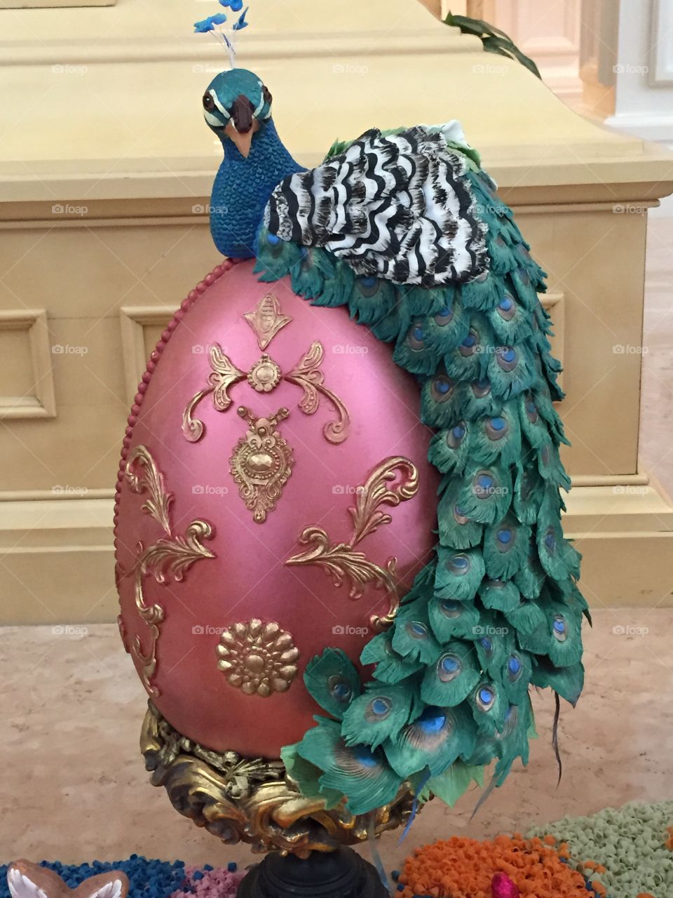 Peacock Easter Egg. Grand Floridian Easter Egg display.