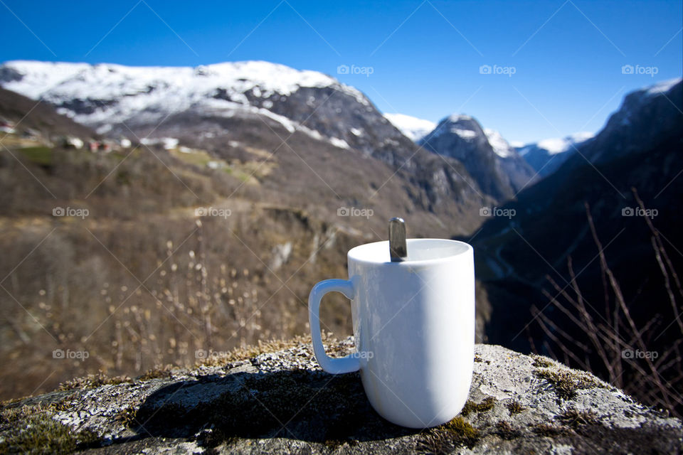 coffee with mountain view