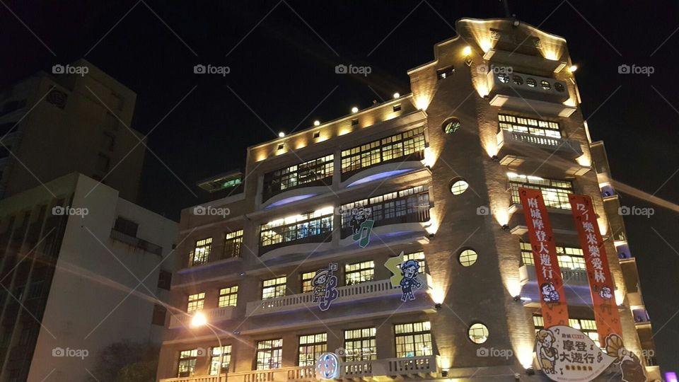 Light show of historic buildings