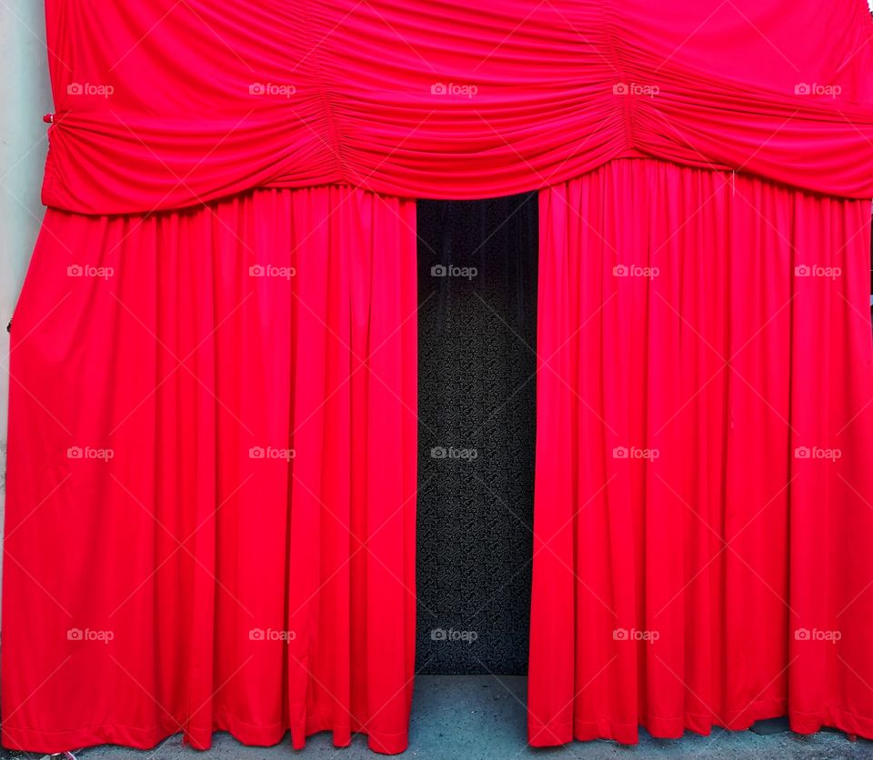 Red curtains of a stage