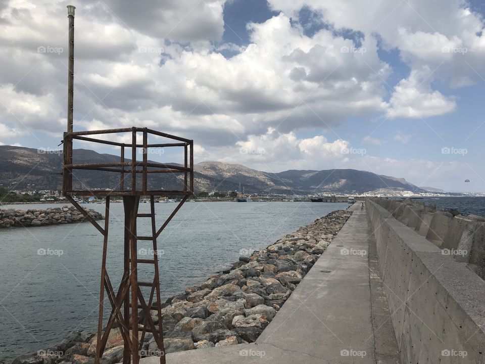 Harbor wall Crete Greece 