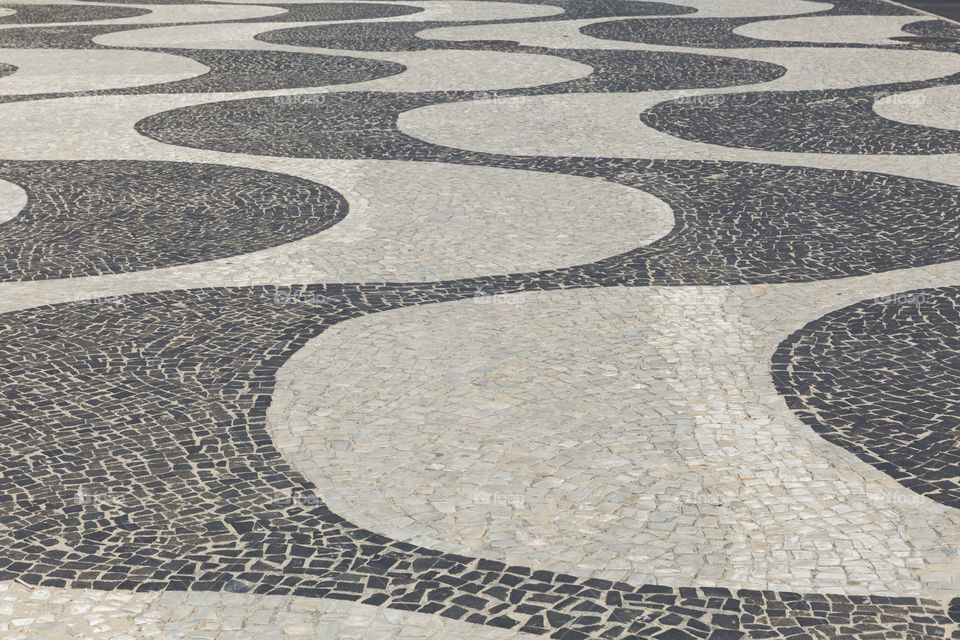 Sidewalk of Copacabana in Rio de Janeiro Brazil.