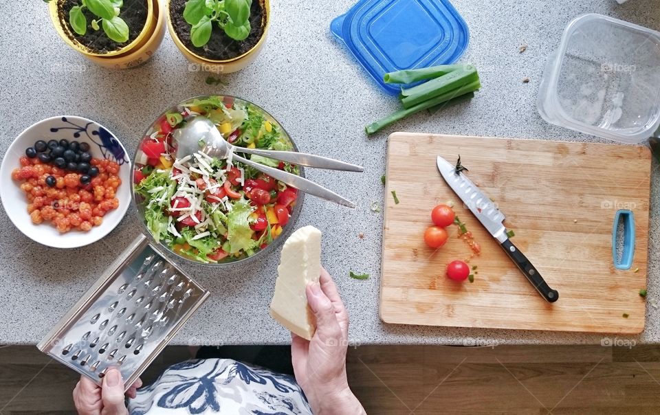 Person preparing food in kitchen