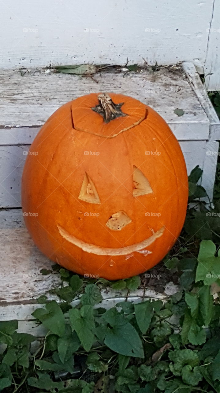 orange pumpkin face