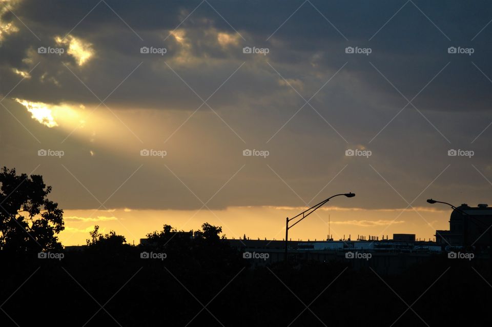 Sun rays over the university 