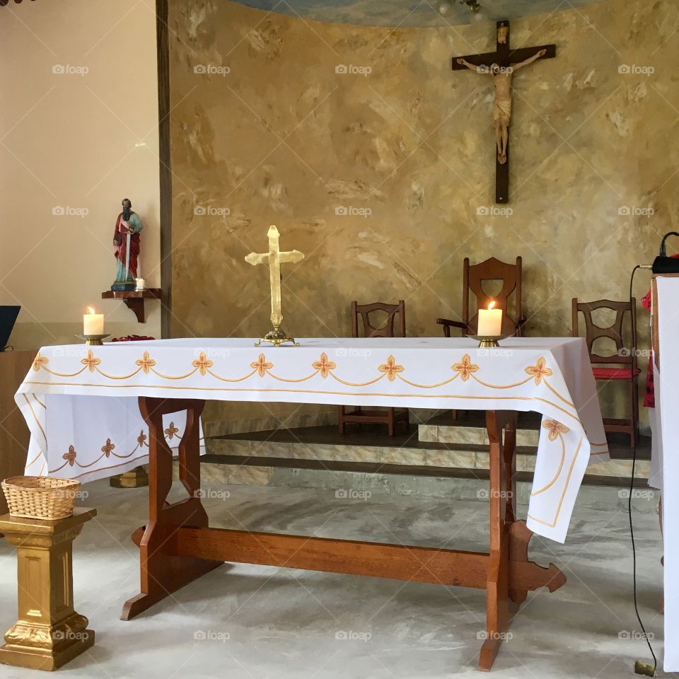 Capela São Paulo - celebração da Santa Missa no Bairro do Paiol Velho / Jundiaí-SP : o bonito altar!