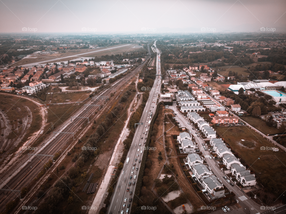 highway seen trough a drone
