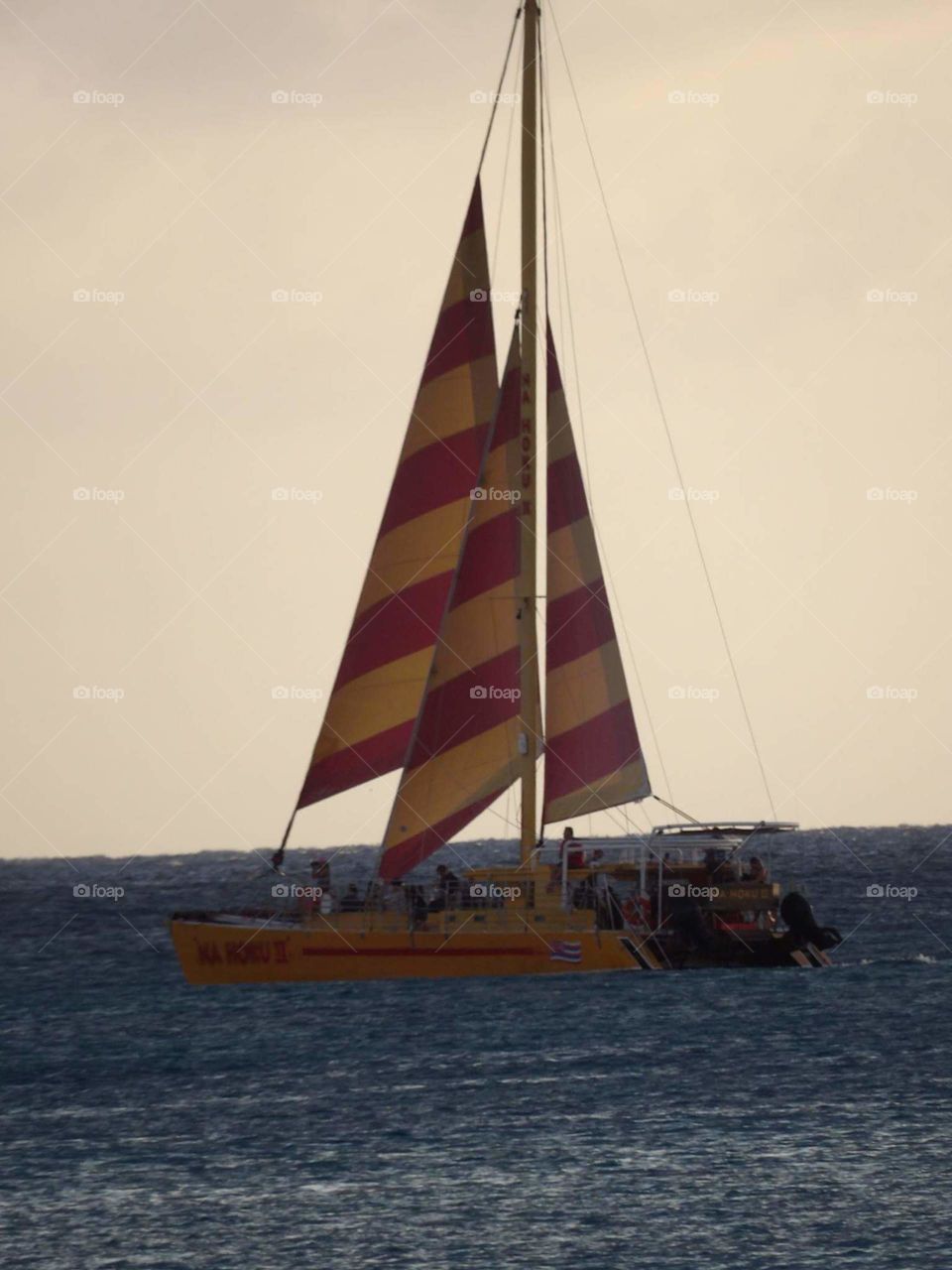 Evening Sunset Sailing Waikiki Beach