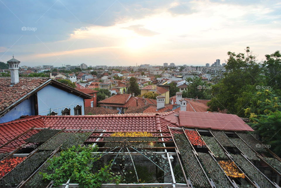 Roofs and houses in the old part of Plovdiv, Bulgaria