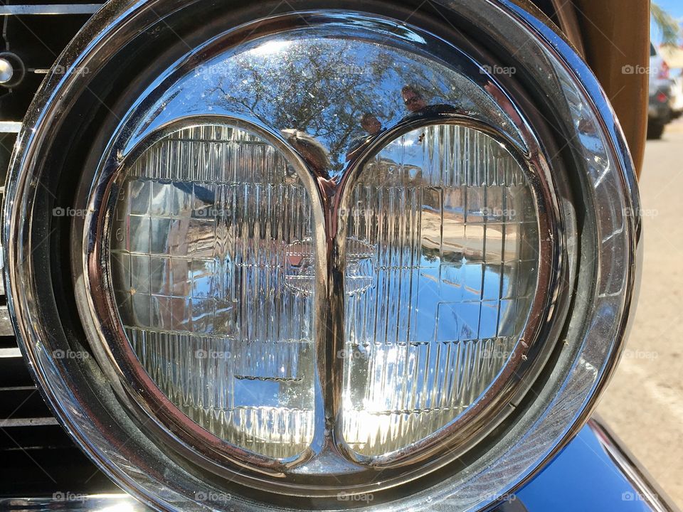 Rare cats original cats eyes headlights on classic 1961 gold Cadillac deVille 