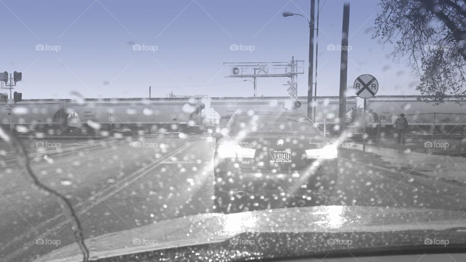 Waiting for the train black and white