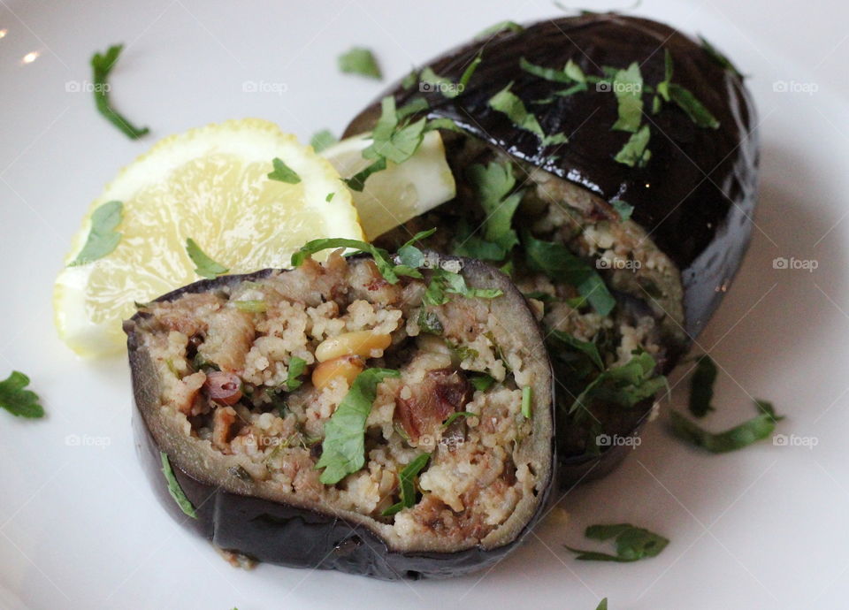 Eggplant stuffed with couscous