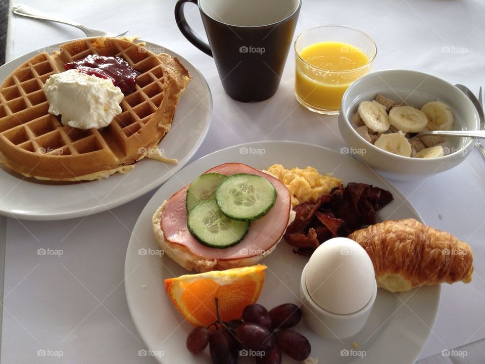 Breakfast  buffet at a exclusive hotel in Sweden.