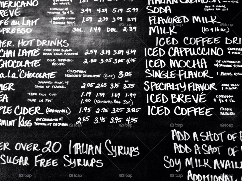 coffee drink menu chalk by peppersbooks