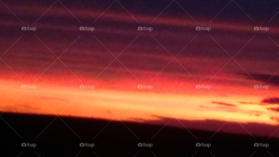 Beautiful orange and red sunset.