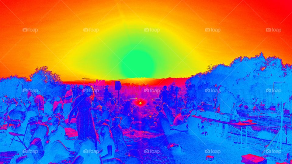 Barnsdall Park, California,  wine tasting fest as the sun sets.