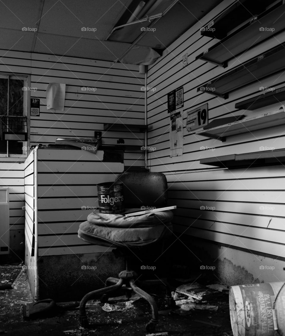 Abandoned gas station front office