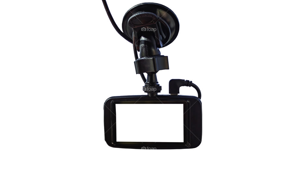 Isolated camera in car  a white  background with clipping path.