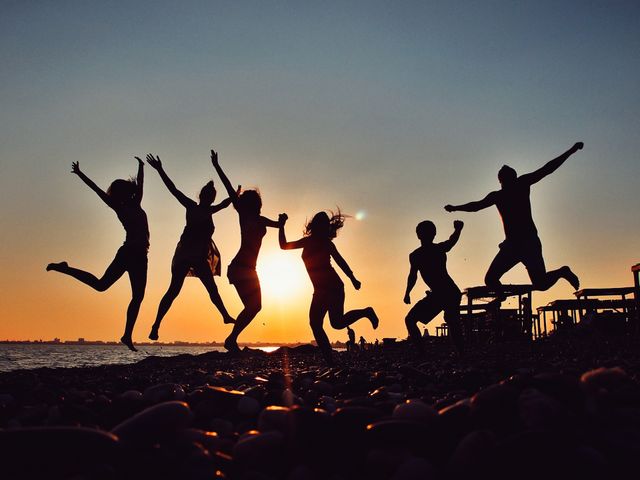 silhouettes at the sunset