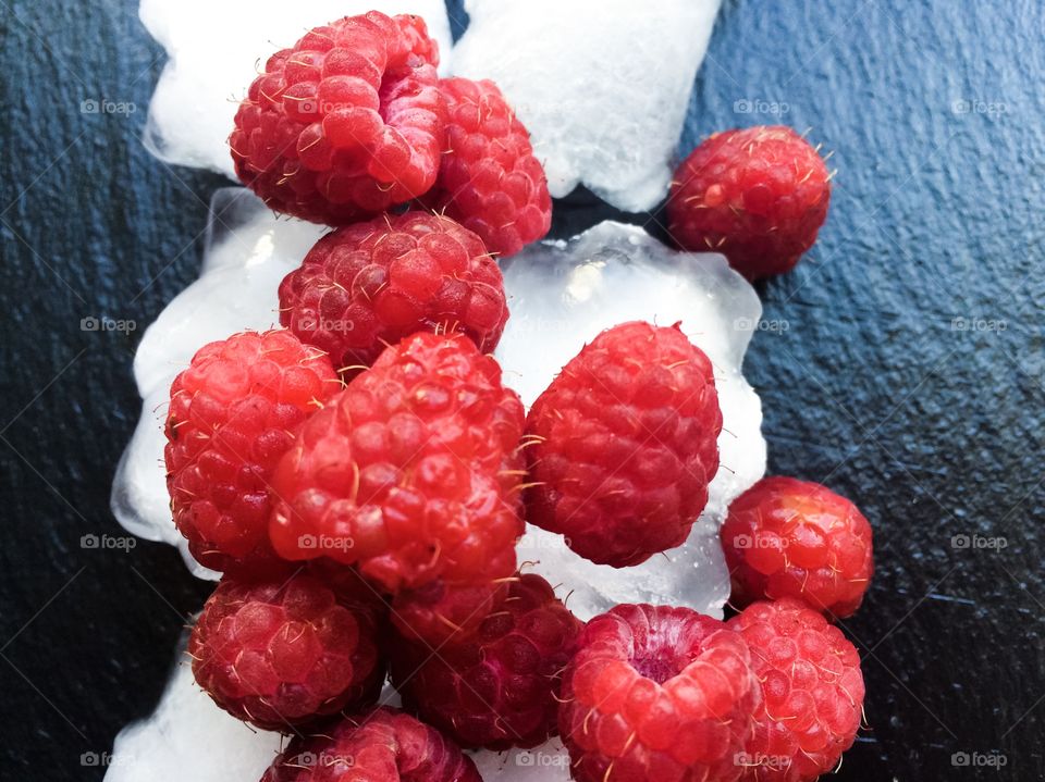 Fruits on the ice cubes