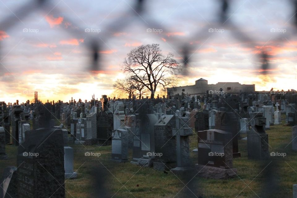 Sunset over the graveyard