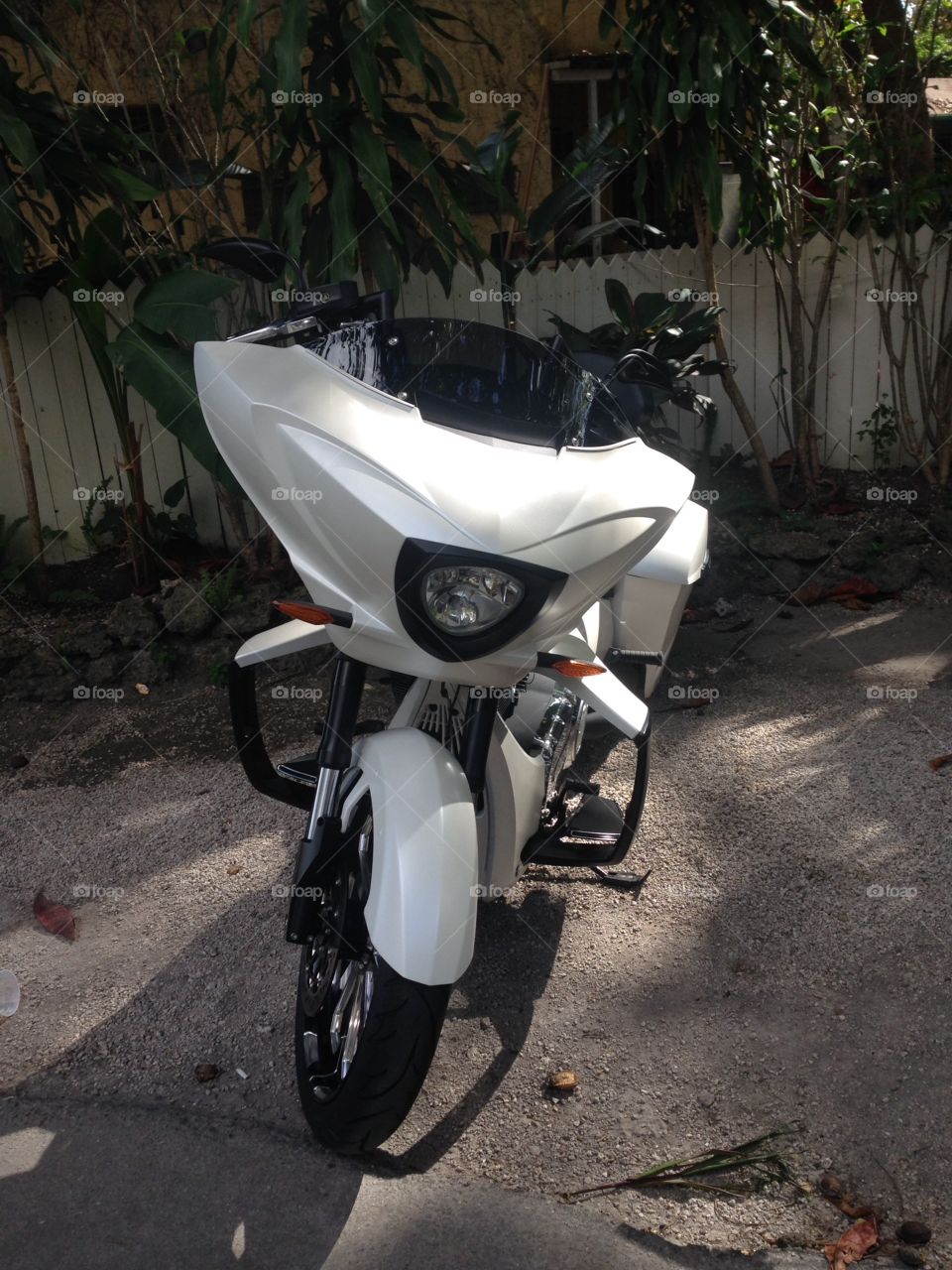 Cruiser Motorcycle. White Motorcycle