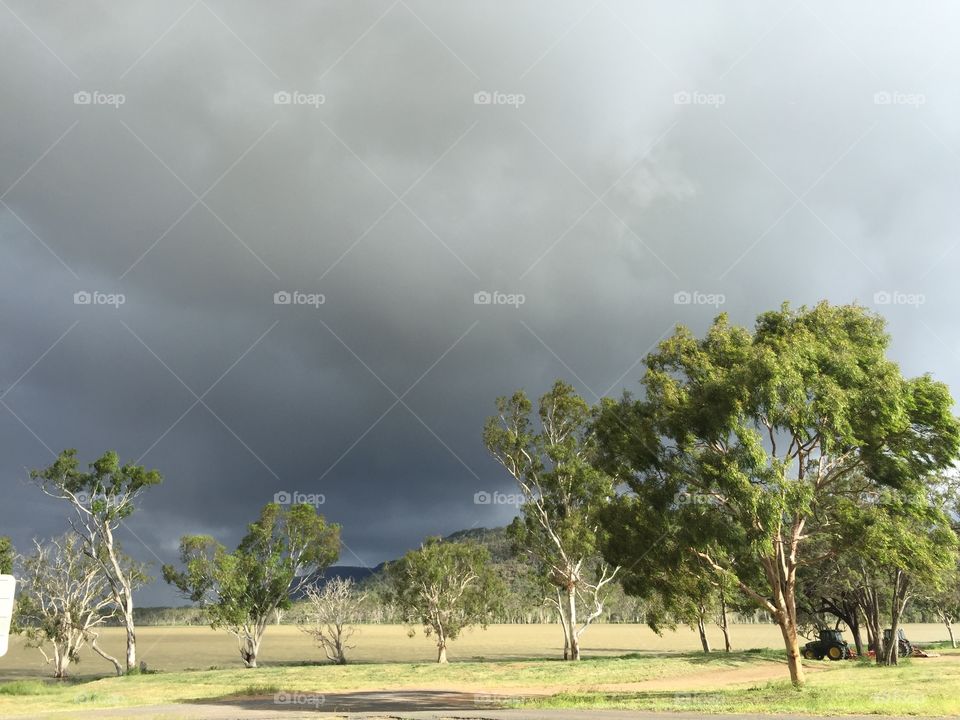Storm brewing at lake Elphinstone in Queensland Australia 