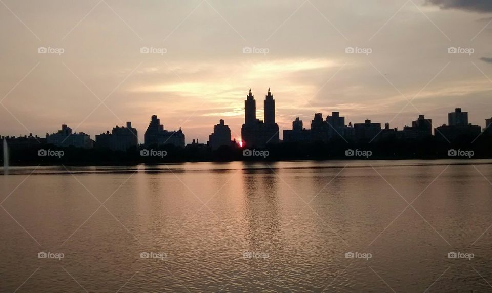 Central Park Reservoir Dusk. at Reservoir