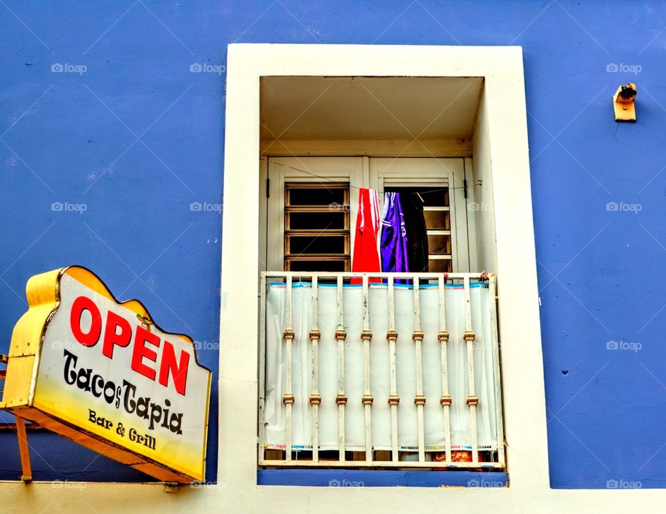 White over blue. Taco Tapia's window  #windows of the world