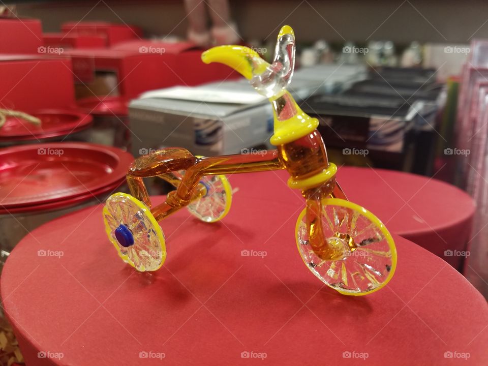 glass tricycle figurine